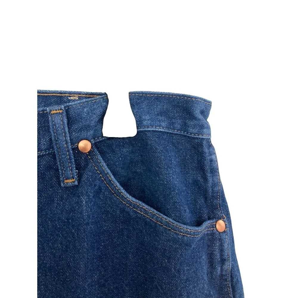 Men's Wrangler Cowboy Cut Jeans Rigid Indigo Dark Wash Blue Tag 38x32 Meas 36x32